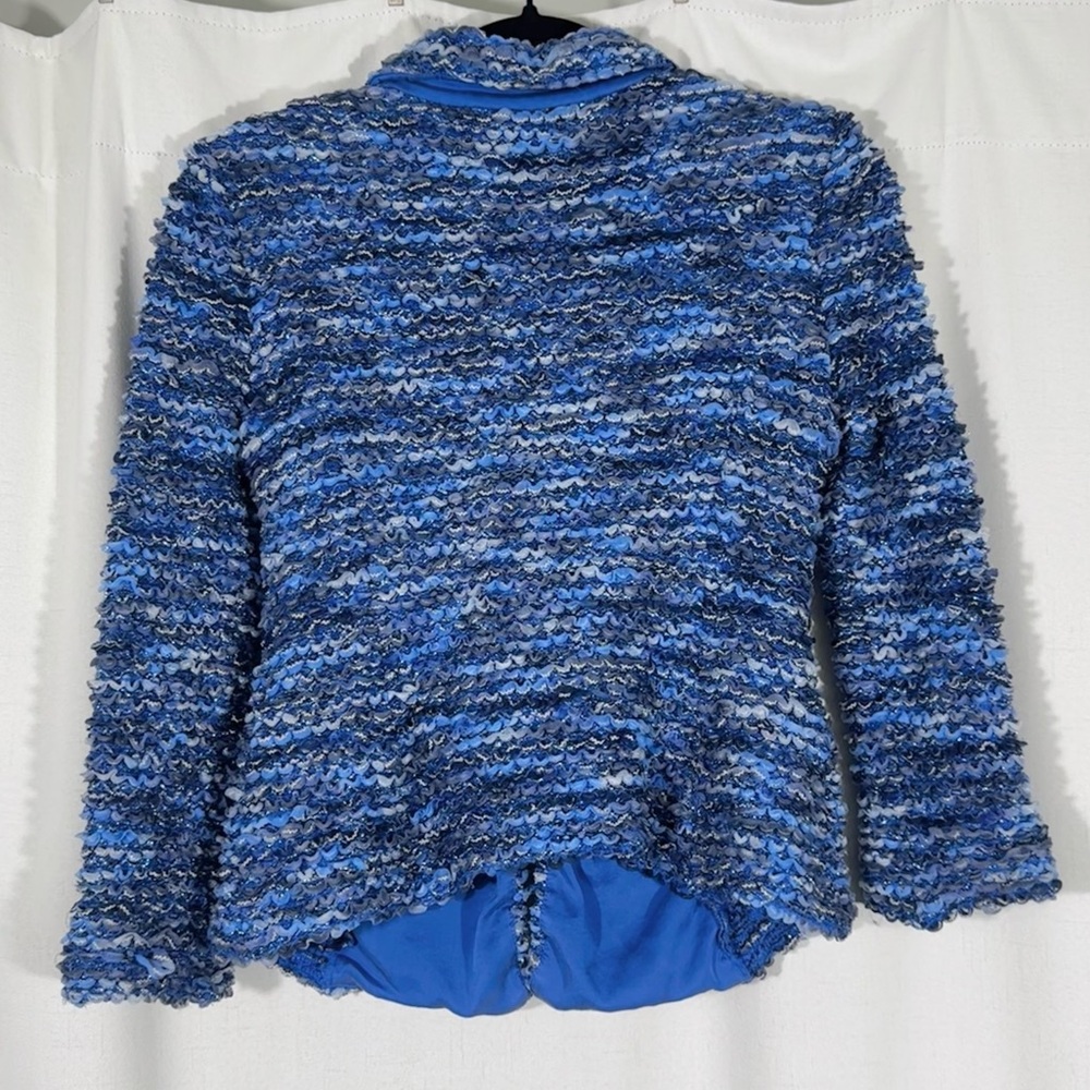 St. John Blue Bouclé Knit Blazer with Rhinestone Buttons - Picture 3 of 9